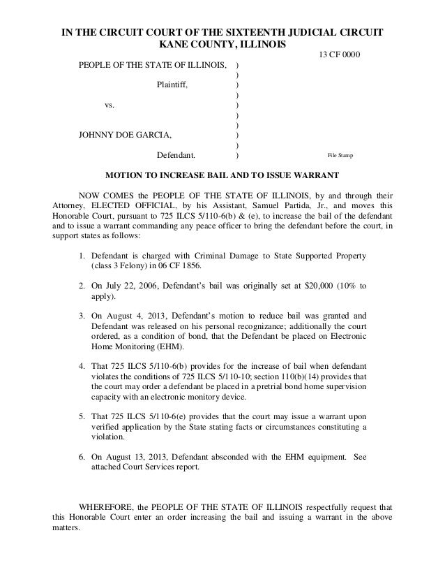 felony arrest warrant form number example